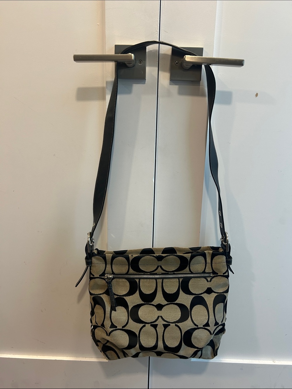 Coach Black and Tan Signature Crossbody Bag